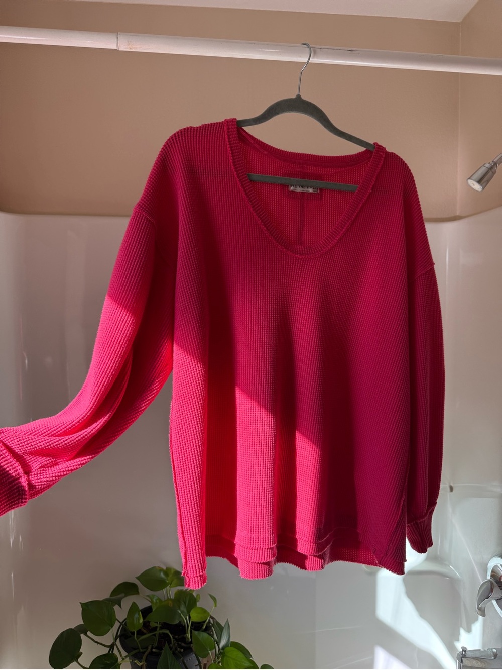 Free people slouchy off shoulder, waffle knit sweater